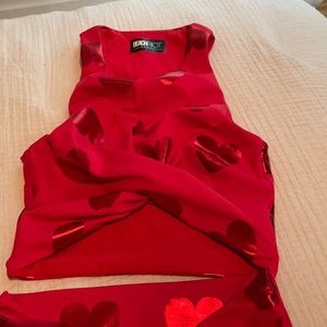 Beach Riot Red Hearts Activewear Set